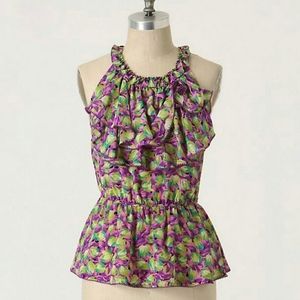 NWT Odille {Anthro} Transposed Tulips Silk blouse